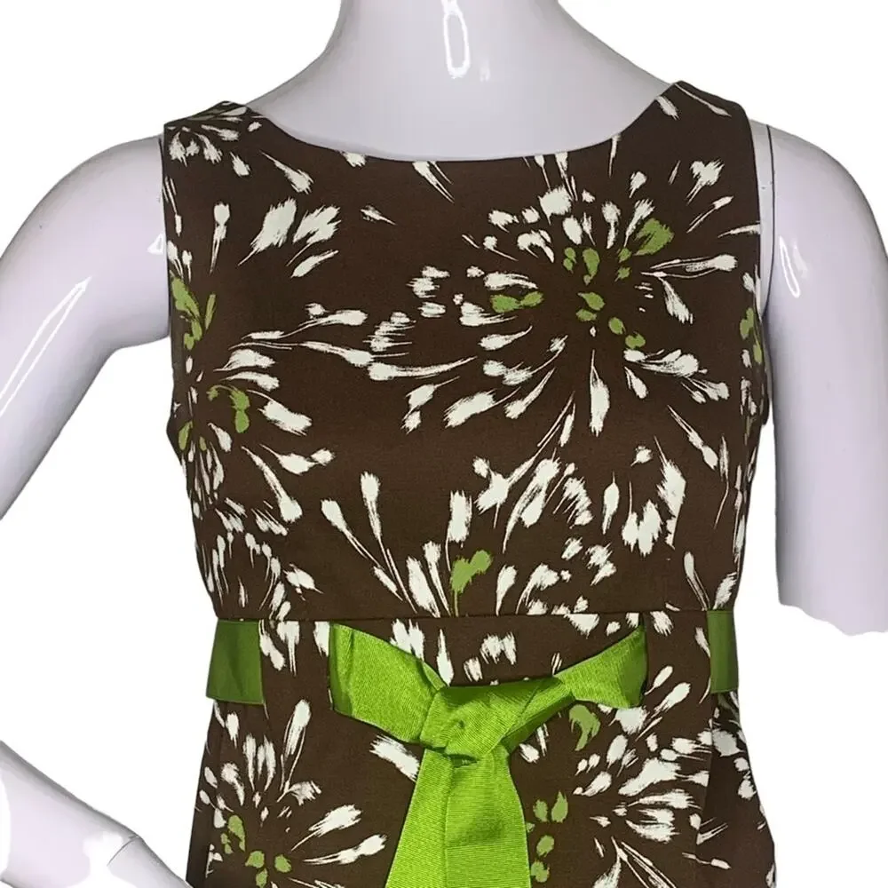 Kim Rogers Bodycon Dress size 8P Brown And Green Floral Print